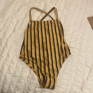 Black and Yellow One Piece Swimsuit